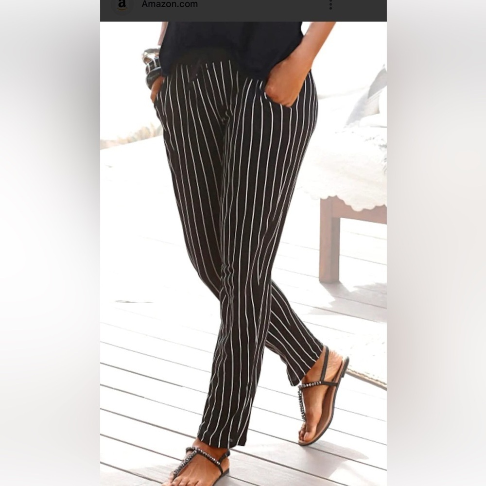 ANN TAYLOR Black and White Striped Pants SIZE XS